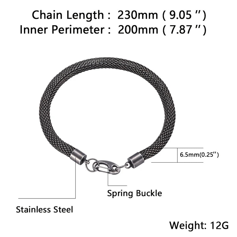 Vintage Stainless Steel Mesh Chain Bracelet Punk Rock Motorcycle Jewelry