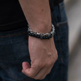 Vintage Stone Bead Bracelet for Men Multilayer Boho Jewelry