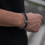 Vintage Stone Bead Bracelet for Men Multilayer Boho Jewelry