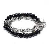 Vintage Stone Bead Bracelet for Men Multilayer Boho Jewelry
