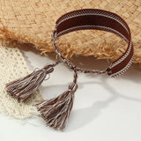 Vintage Braided Bracelet for Women Adjustable Bohemian Tassel Bracelet