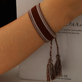 Vintage Braided Bracelet for Women Adjustable Bohemian Tassel Bracelet