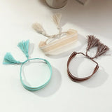 Vintage Braided Bracelet for Women Adjustable Bohemian Tassel Bracelet