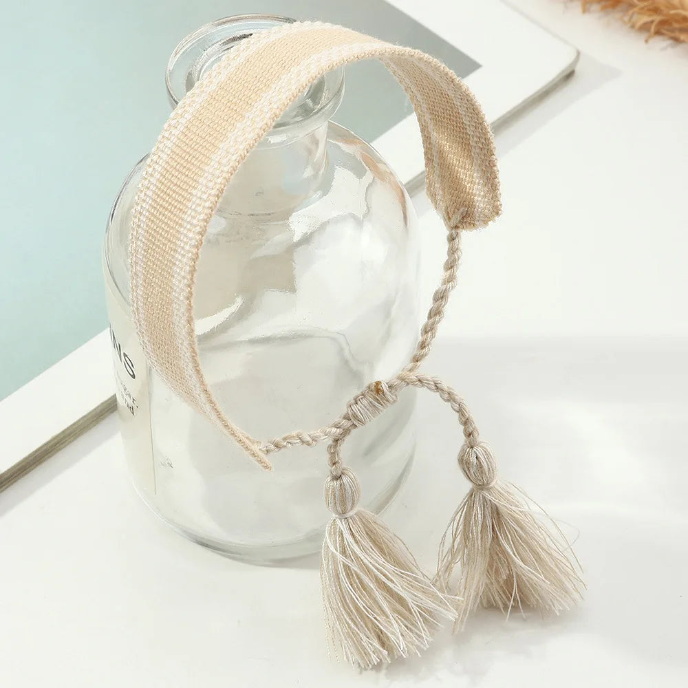 Vintage Braided Bracelet for Women Adjustable Bohemian Tassel Bracelet