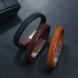 Vintage Braided Leather Bracelets with Magnet Clasp