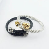 Vintage Braided Skeleton Cuff Bracelet Stainless Steel Charm Bangle Jewelry