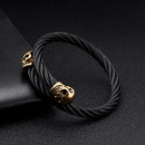Vintage Braided Skeleton Cuff Bracelet Stainless Steel Charm Bangle Jewelry