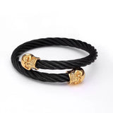 Vintage Braided Skeleton Cuff Bracelet Stainless Steel Chain Charm Bangle