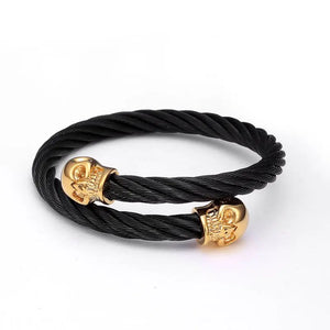 Vintage Braided Skeleton Open Cuff Bracelet Stainless Steel Chain Charm Bangle