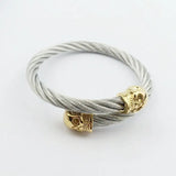 Vintage Braided Skeleton Open Cuff Bracelet Stainless Steel Chain Charm Bangle