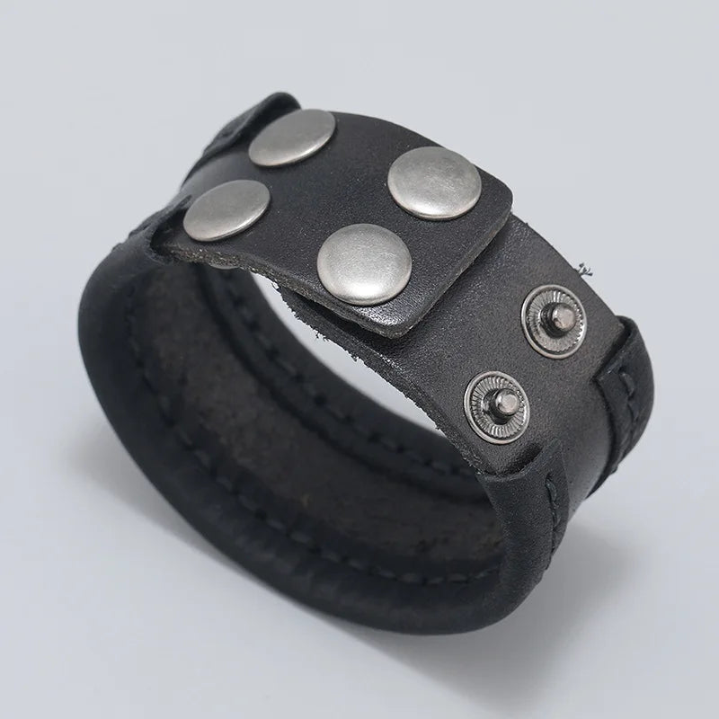 Vintage Leather Bracelet Punk Cuff Wrap Bangle for Men Women