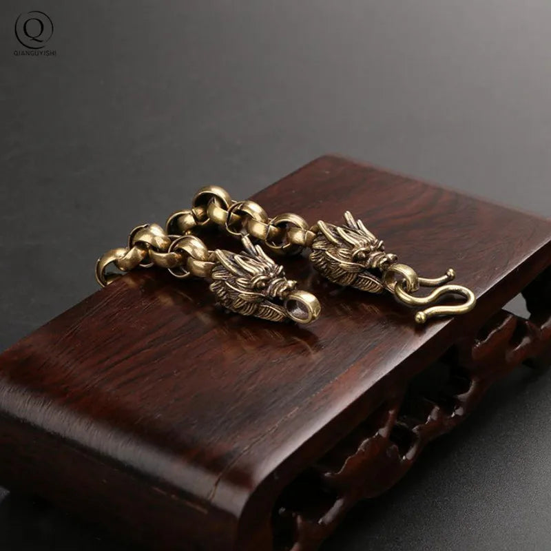 Vintage Brass Dragon Bracelet Chain Wristband Cuff