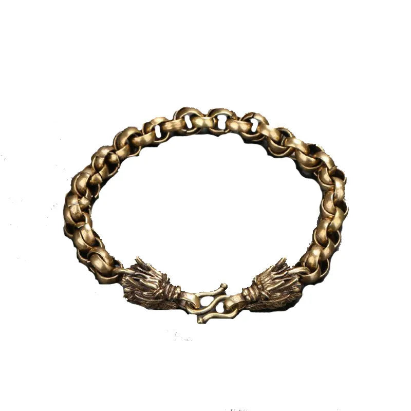 Vintage Brass Dragon Bracelet Chain Wristband Cuff