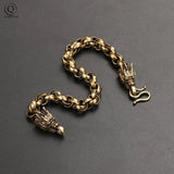 Vintage Brass Dragon Bracelet Chain Wristband Cuff