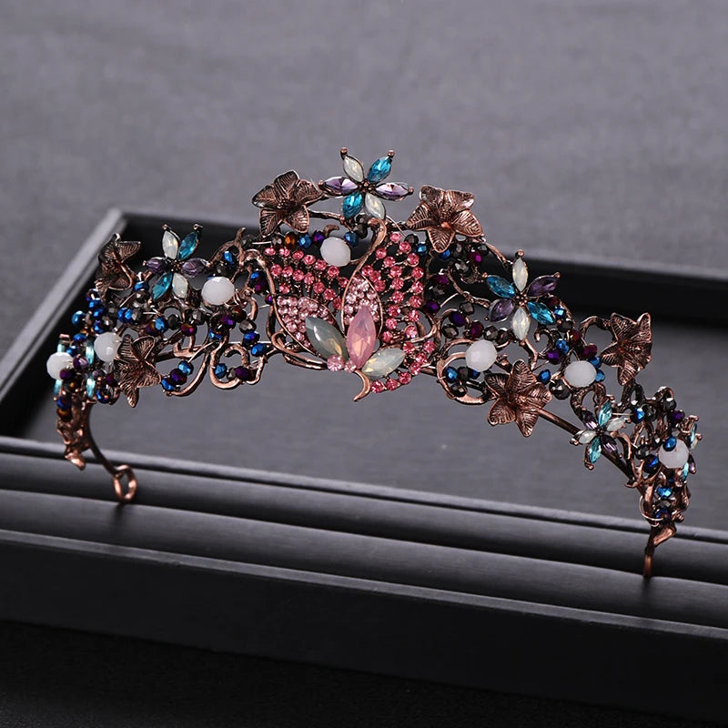 Vintage Butterfly Crystal Bridal Crown Hair Accessories for Wedding Party