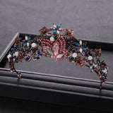 Vintage Butterfly Crystal Bridal Crown Hair Accessories for Wedding Party