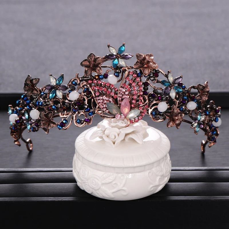 Vintage Butterfly Crystal Bridal Crown Hair Accessories for Wedding Party