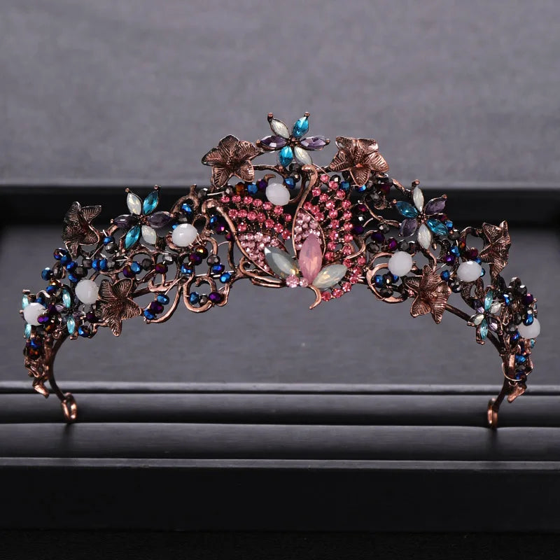 Vintage Butterfly Crystal Bridal Crown Hair Accessories for Wedding Party