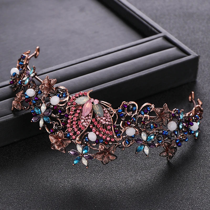 Vintage Butterfly Crystal Bridal Crown Hair Accessories for Wedding Party