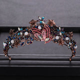 Vintage Butterfly Crystal Bridal Crown Hair Accessories for Wedding Party