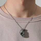 Vintage Bronze Skull Necklace Pendant Retro Gothic Choker
