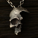 Vintage Bronze Skull Necklace Pendant Retro Gothic Choker