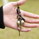 Vintage Bronze Heart Lock & Key Charm Keychain