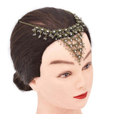 Bronze Mesh Triangular Head Chain Crystal Tassel Ethnic Hair Jewelry