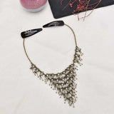 Bronze Mesh Triangular Head Chain Crystal Tassel Ethnic Hair Jewelry