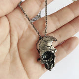 Vintage Bronze Skeleton Pendant Necklace Gothic Choker Jewelry