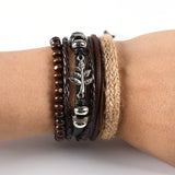 Vintage Brown Multi-layer Cowhide Bracelet Hand-woven Wings Bracelet