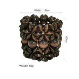 Vintage Brown Wood Beads Cuff Bracelet for Women Boho Statement Bangle