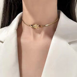 Vintage Buckle Necklace Punk Titanium Steel Temperament Collarbone Chain