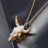 Vintage Bull Head Skull Biker Pendants Necklace Men Women Gothic