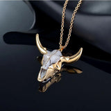 Vintage Bull Head Skull Biker Pendants Necklace Men Women Gothic