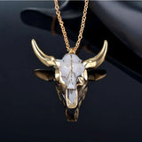 Vintage Bull Head Skull Biker Pendants Necklace Men Women Gothic