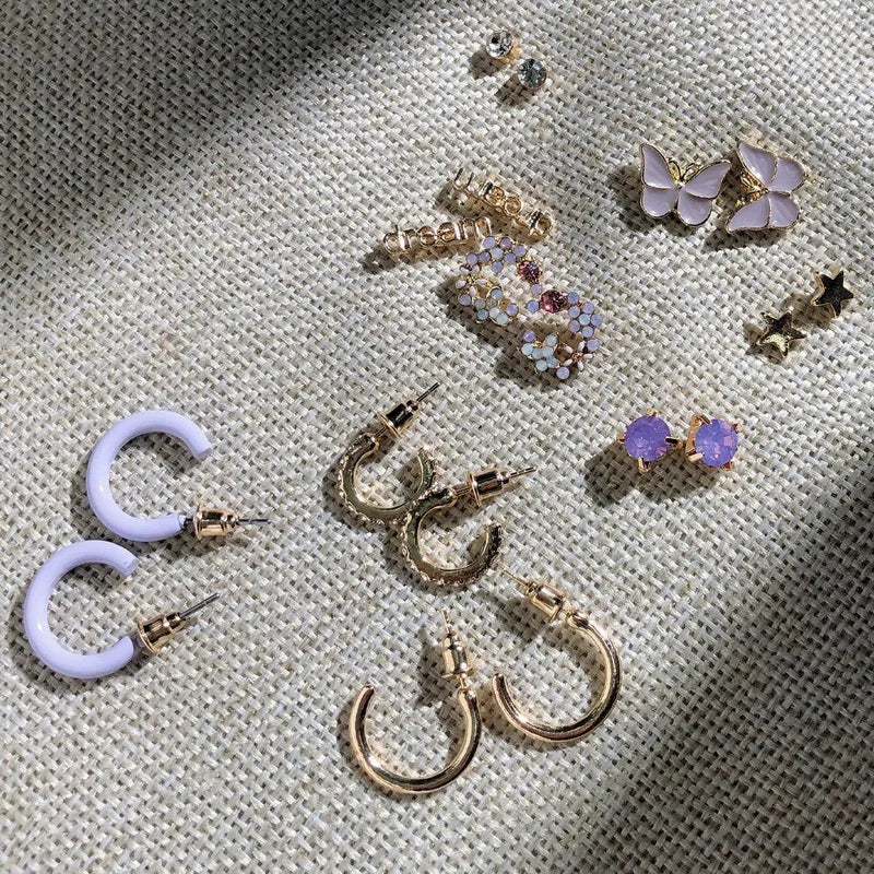 Vintage Butterfly Daisy Dangle Earrings Heart Pearl Pendant Tassel Circle Drop E