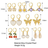 Vintage Butterfly Daisy Dangle Earrings Heart Pearl Pendant Tassel Circle Drop E