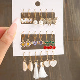 Vintage Butterfly Daisy Dangle Earrings Heart Pearl Pendant Tassel Circle Drop E