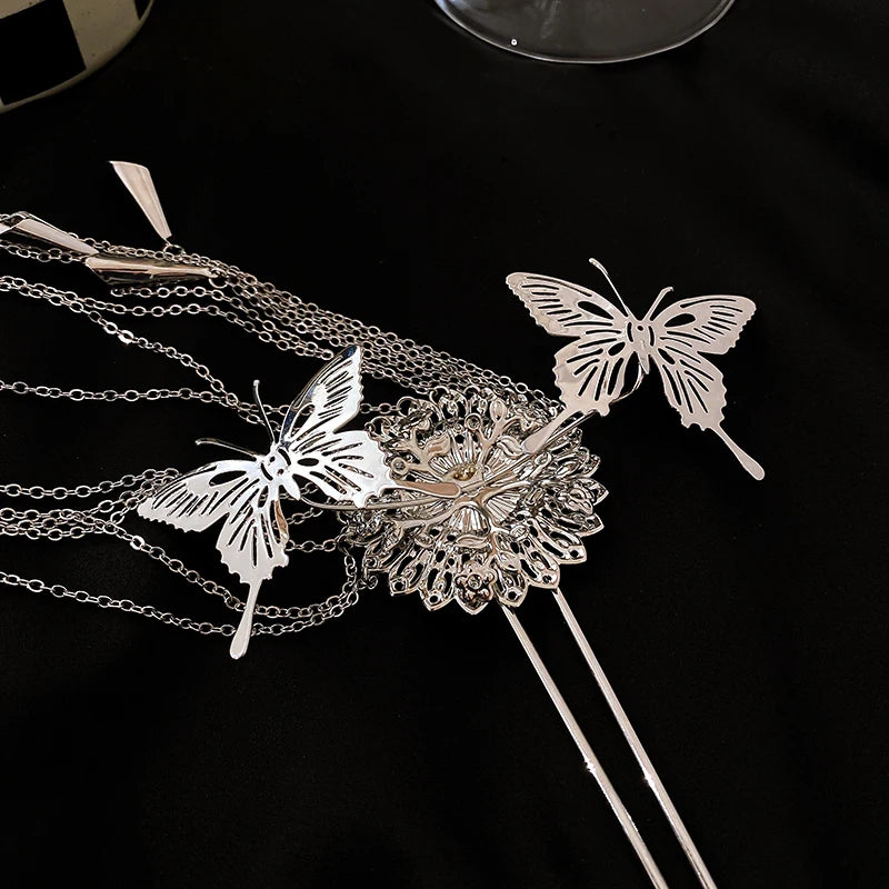 Vintage Butterfly Flower Hairpins with Tassel - Wedding Headwear
