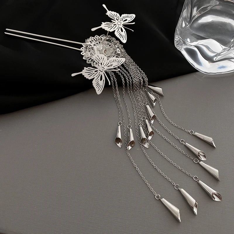 Vintage Butterfly Flower Hairpins with Tassel - Wedding Headwear