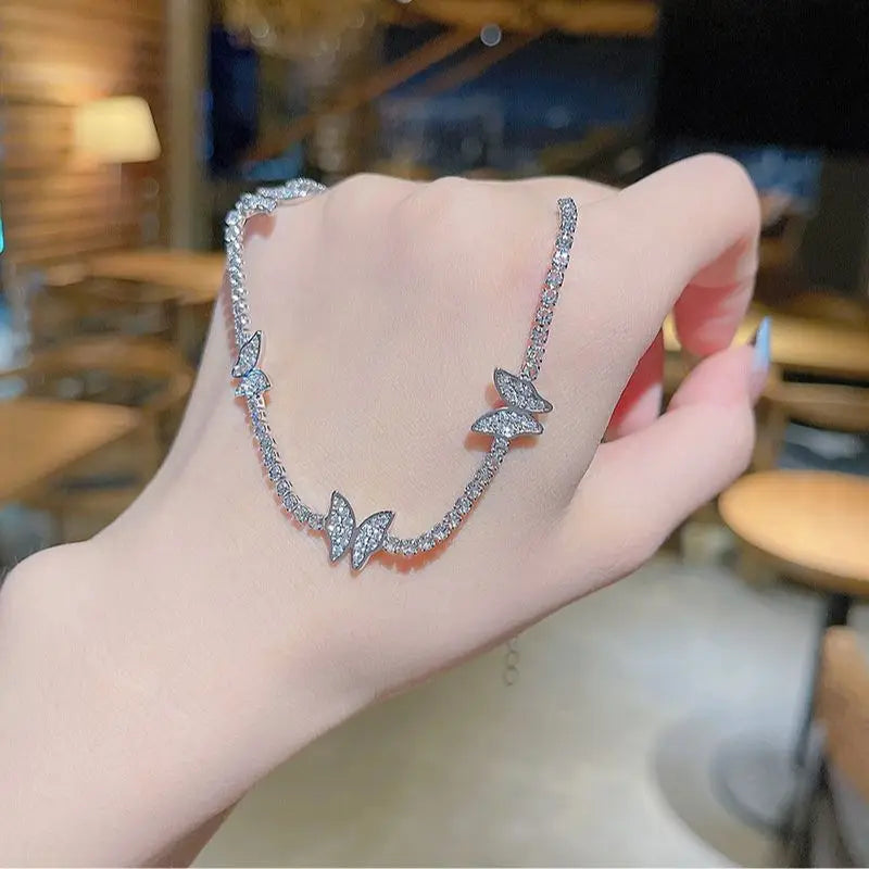 Vintage Butterfly Stainless Steel Chokers Necklace Women Fine Jewelry