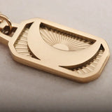 Vintage Carved Cloud Sun Moon Rectangle Pendant Necklace