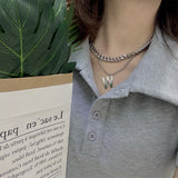Vintage Carved Coin Thick Chain Necklace Stainless Steel Necklace