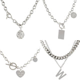 Vintage Carved Coin Thick Chain Necklace Stainless Steel Necklace