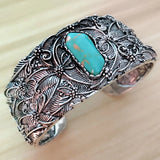 Vintage Carved Ethnic Cuff Leaf Bracelet for Women