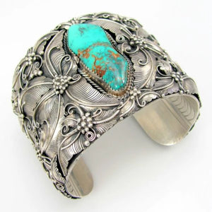 Vintage Carved Ethnic Cuff Leaf Bracelet for Women