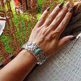 Vintage Carved Ethnic Cuff Leaf Bracelet for Women