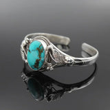 Vintage Carved Stone Bracelet Bohemian Flower Opening Adjustable Women's Jewelry