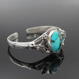 Vintage Carved Stone Bracelet Bohemian Flower Opening Adjustable Women's Jewelry